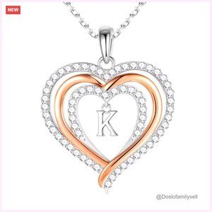 Sterling Silver Initial Heart Necklace Elegant Minimal Chic Gift for Her